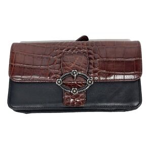 Sierra Valley Genuine Leather Women's Wallet‎ Clutch Embossed Reptile Buckle Zip